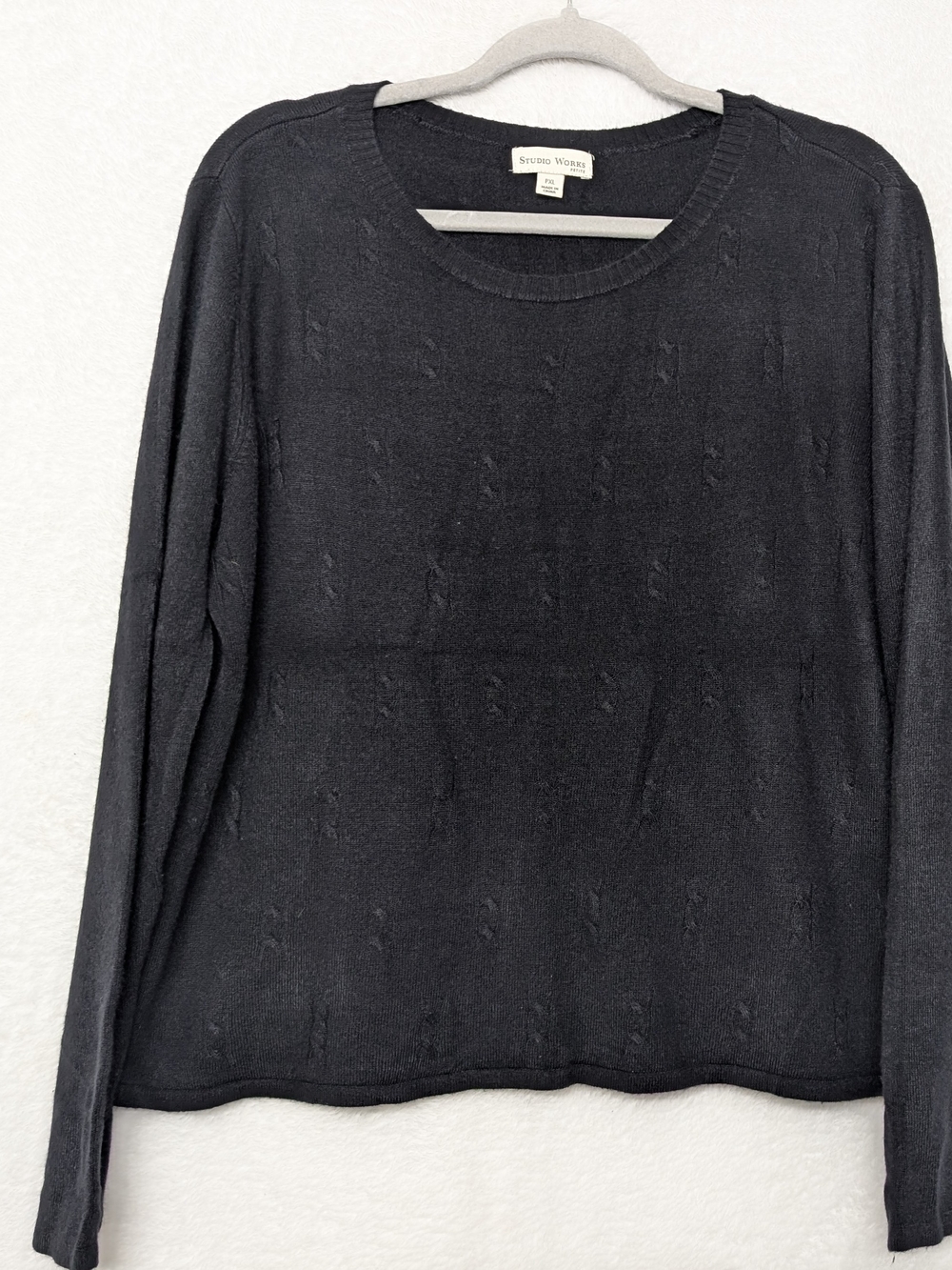 Studio Works Black Crewneck Sweater - Lightweight Knit